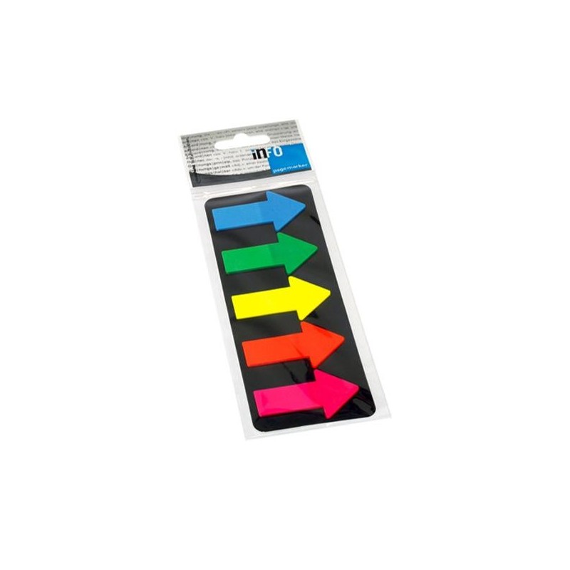 Banderitas adhesivas flecha Info Page - 25 x 45 mm - Colores neón surtidos - Pack 5 x 25 Banderitas adhesivas flecha Info Page - 25 x 45 mm - Colores neón surtidos - Pack 5 x 25