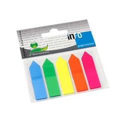 Banderitas adhesivas flecha Info Flags - 12 x 44 mm - Colores neón surtidos - Pack 5 x 25