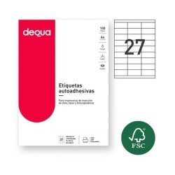 Etiquetas Dequa - 70 x 30 mm - Inkjet, láser, fotocopiadora - Color blanco - Pack 2700 etiquetas