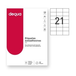 Etiquetas Dequa - 70 x 42,4 mm - Inkjet, láser, fotocopiadora - Color blanco - Pack 2100 etiquetas