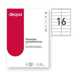 Etiquetas Dequa -105 x 35 mm - Inkjet, láser, fotocopiadora - Color blanco - Pack 1600 etiquetas