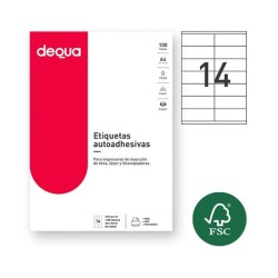 Etiquetas Dequa - 105 x 40 mm - Inkjet, láser, fotocopiadora - Color blanco - Pack 1400 etiquetas