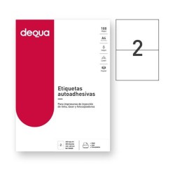 Etiquetas Dequa - 210 x 148 mm - Inkjet, láser, fotocopiadora - Color blanco - Pack 200 etiquetas
