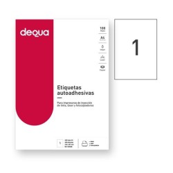 Etiquetas Dequa - 210 x 297 - Inkjet, láser, fotocopiadora - Color blanco - Pack 100 etiquetas