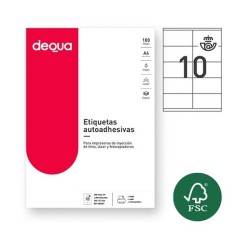 Etiquetas Dequa - 105 x 57 mm - Inkjet, láser, fotocopiadora - Color blanco - Pack 1000 etiquetas