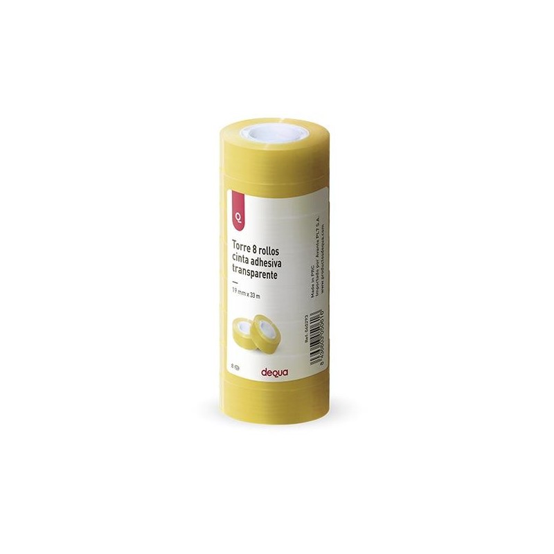 Cinta adhesiva transparente Dequa - 19 mm x 33 m - Torre 8 rollos