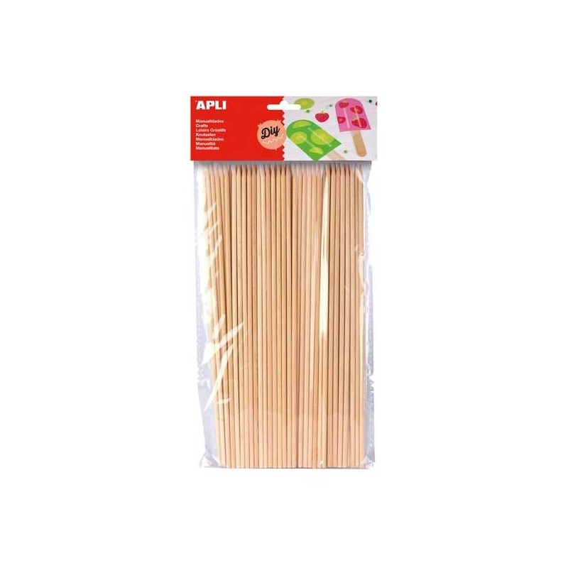 Palos redondos pincho de madera Apli - 200 x 3 mm - Color natural - Bolsa 50 ud Palos redondos pincho de madera Apli - 200 x 3 mm - Color natural - Bolsa 50 ud