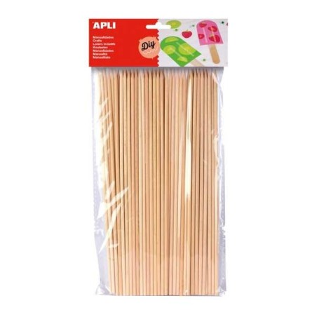 Palos redondos pincho de madera Apli - 200 x 3 mm - Color natural - Bolsa 50 ud