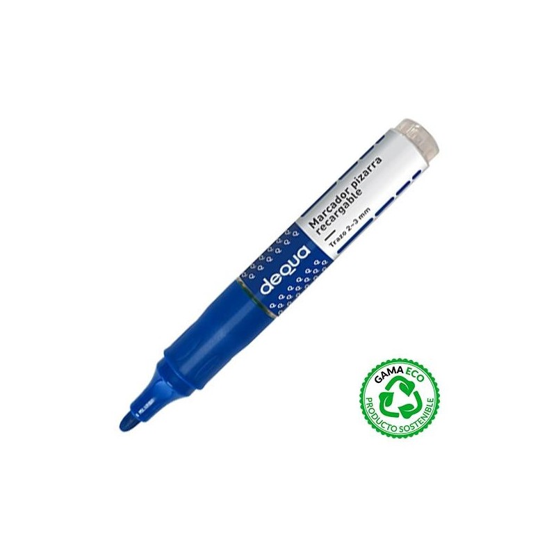 Marcador pizarra recargable Dequa - Trazo 2 - 3 mm - Color azul Marcador pizarra recargable Dequa - Trazo 2 - 3 mm - Color azul
