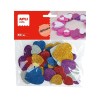 Formas goma eva adhesiva Apli - Corazones purpurina - Colores surtidos - Bolsa 50 ud
