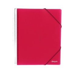 Carpeta de fundas espiral Dequa - PP rígido - A4 - 20 fundas - Color fucsia