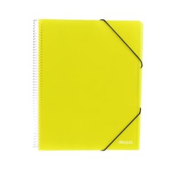 Carpeta de fundas espiral Dequa - PP rígido - A4 - 30 fundas - Color amarillo