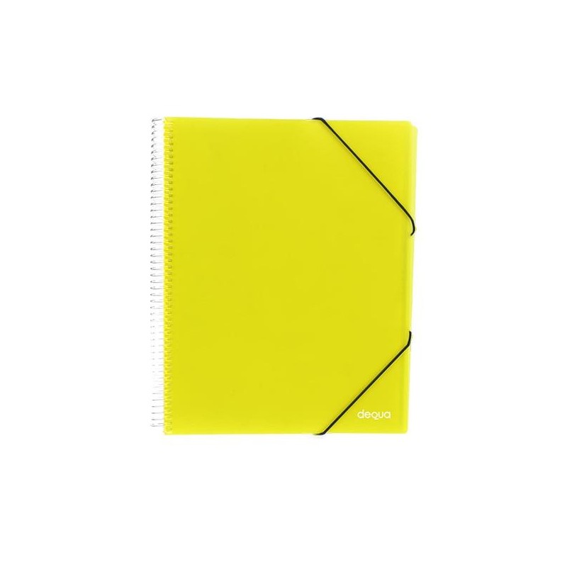 Carpeta de fundas espiral Dequa - PP rígido - A4 - 30 fundas - Color amarillo Carpeta de fundas espiral Dequa - PP rígido - A4 - 30 fundas - Color amarillo