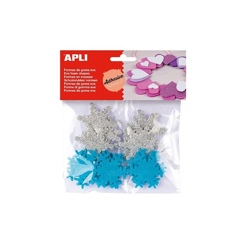 Formas goma eva adhesiva Apli - Copos de nieve purpurina - Colores surtidos - Bolsa 22 ud Formas goma eva adhesiva Apli - Copos de nieve purpurina - Colores surtidos - Bolsa 22 ud