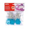 Formas goma eva adhesiva Apli - Copos de nieve purpurina - Colores surtidos - Bolsa 22 ud