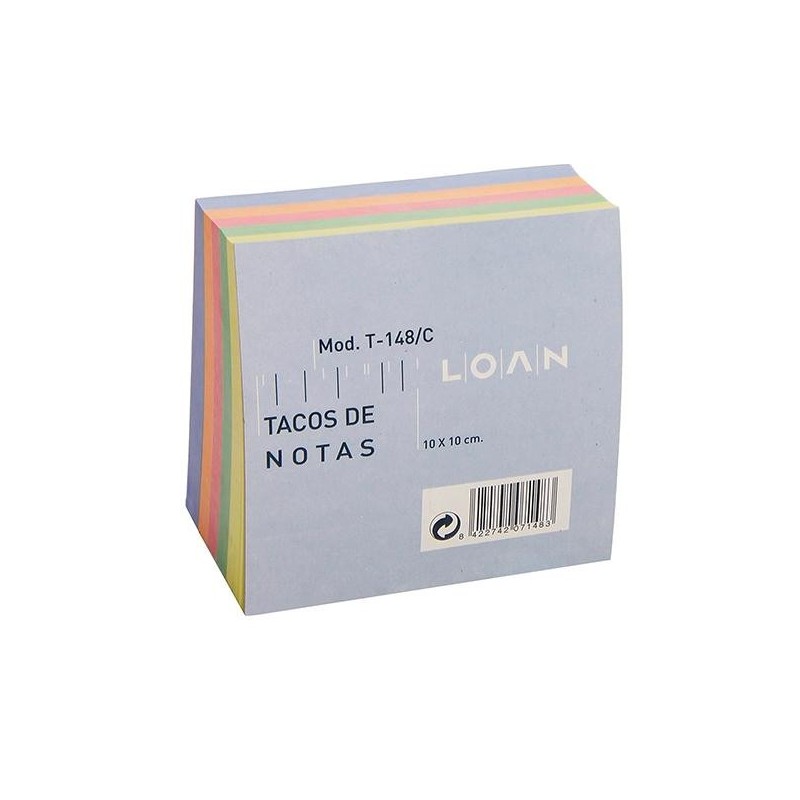 Taco de notas Loan - 10 x 10 cm - 500 hojas - Colores surtidos