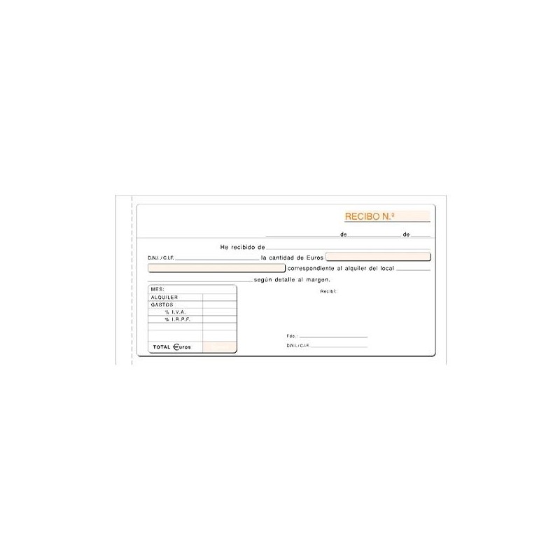 Talonario recibos alquiler Loan - 1/3 folio - Duplicado - 50 x 2 hojas