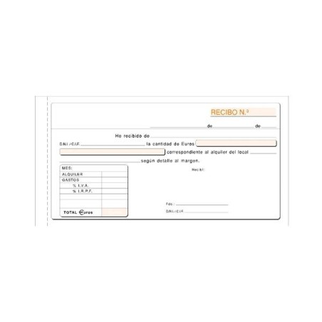 Talonario recibos alquiler Loan - 1/3 folio - Duplicado - 50 x 2 hojas