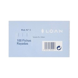 Ficha de cartulina Loan - Rayada - 75 x 125 mm - Pack 100 ud