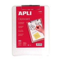 Portabloc con pinza Apli - PP - 23 x 32 cm - Color transparente