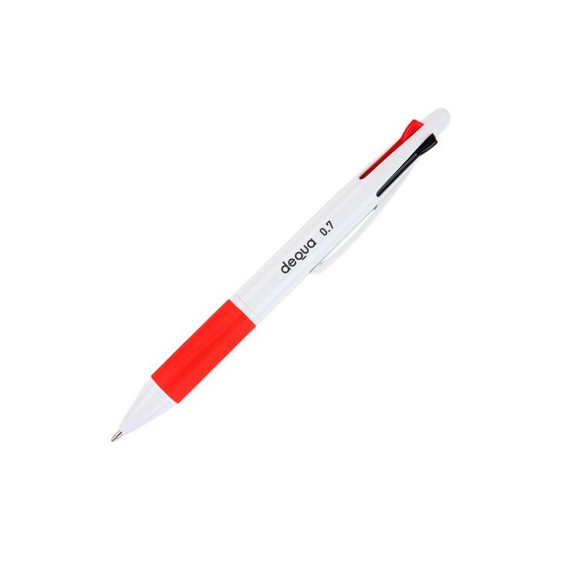 Bolígrafo Dequa 4 colores - Punta 0,7 mm - Color negro, azul, rojo y verde