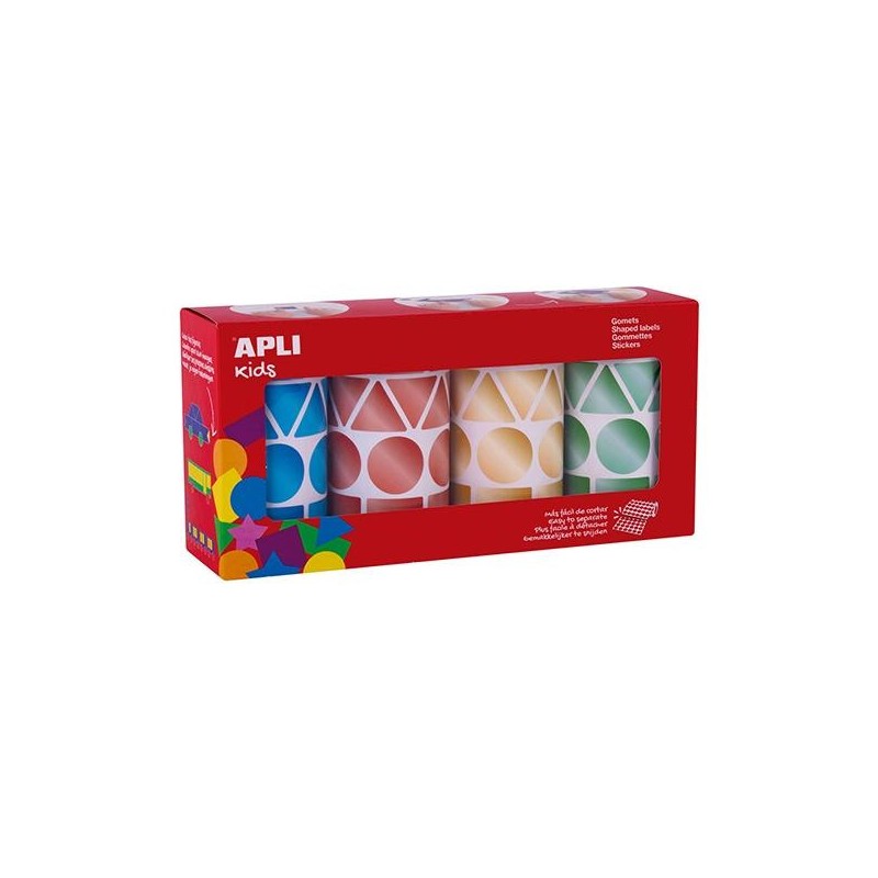 Gomets redondos Apli - 20 mm - Colores metalizados - Pack 4 rollos
