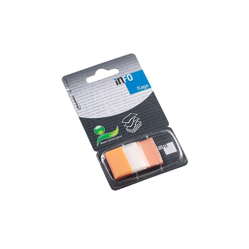 Banderitas adhesivas con dispensador Info flags - 25 x 43 mm - Color naranja