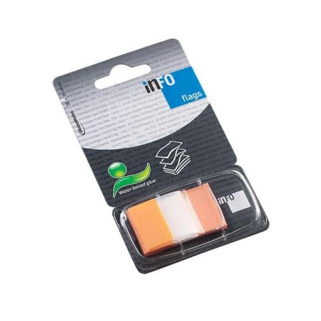 Banderitas adhesivas con dispensador Info flags - 25 x 43 mm - Color naranja