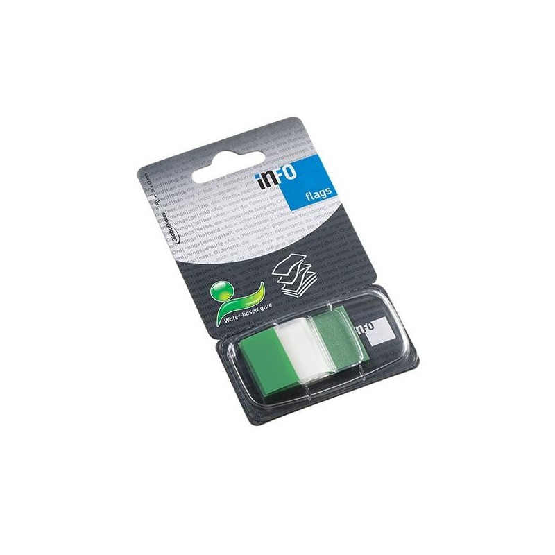 Banderitas adhesivas con dispensador Info flags - 25 x 43 mm - Color verde