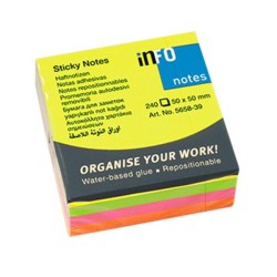 Cubo de notas adhesivas Info Notes - 240 hojas - 50 x 50 mm - Colores vivos surtidos