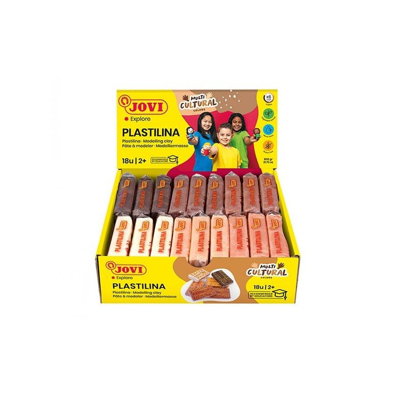 Plastilina Jovi Multicultural - 50 g - Colores surtidos - Caja 18 ud