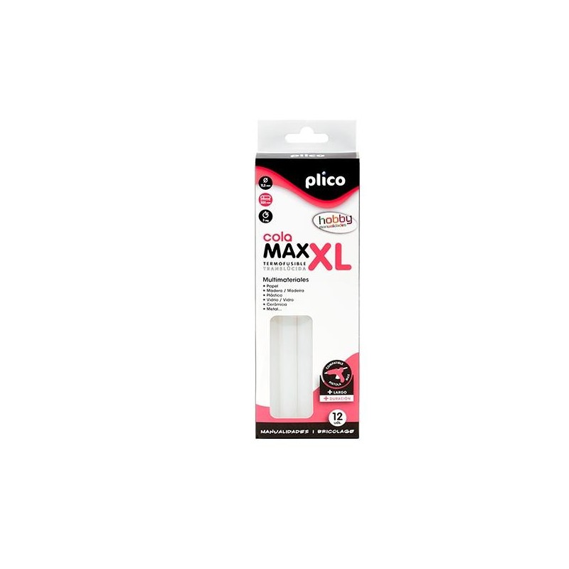 Barra cola XL termofusible Plico - Color blanco - 200 mm - 11,5 mm - Pack 12 ud