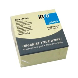 Cubo de notas adhesivas Info Notes - 400 hojas - 75 x 75 mm - Color amarillo