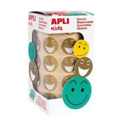 Gomets cara feliz Apli - 20 mm - Color oro - Rollo 900 ud