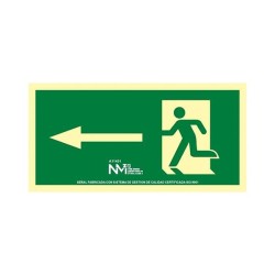 Señal normalizada Salida de emergencia izquierda Archivo 2000 - PVC - 32 x 16 cm