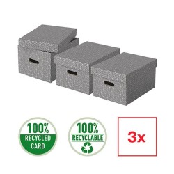Caja de almacenamiento Esselte - Tapa extraíble - 36,5 x 26,5 x 20,5 cm - Color gris - Pack 3 ud
