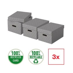 Caja de almacenamiento Esselte - Tapa extraíble - 51 x 35,5 x 30,5 cm - Color gris - Pack 3 ud