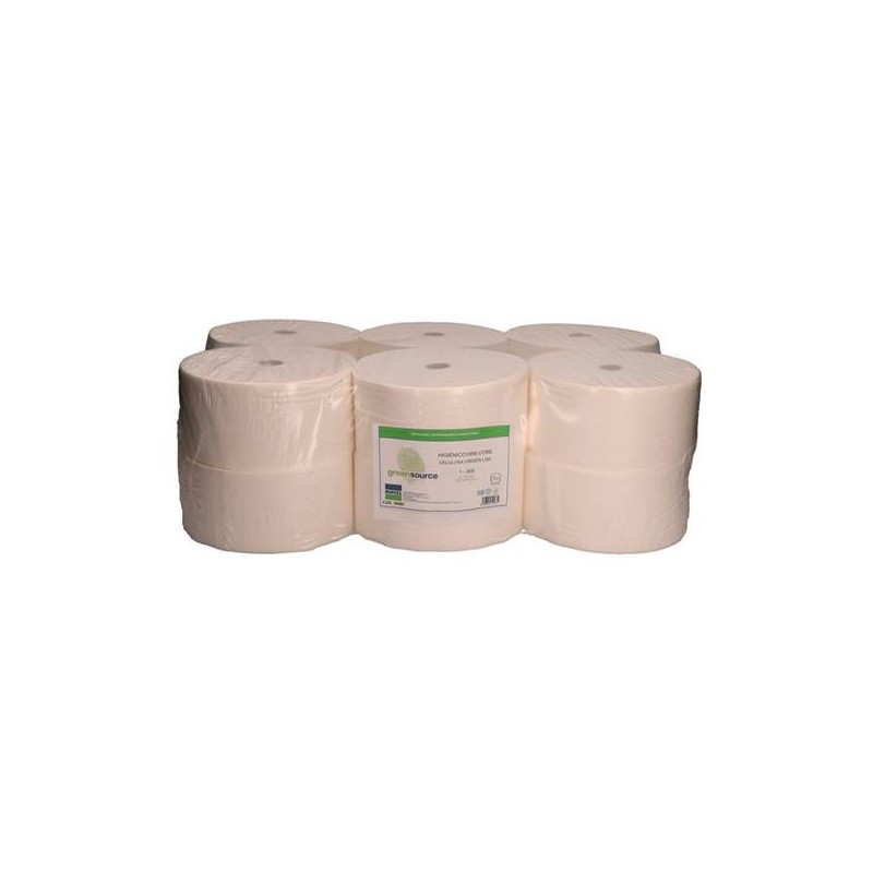 Papel higienico industrial Green Source - 2 capas - 1819 servicios - Pack 12 ud Papel higienico industrial Green Source - 2 capas - 1819 servicios - Pack 12 ud