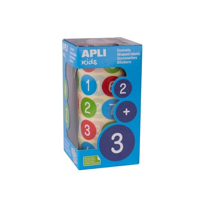Gomets números Apli - 20 mm - Colores surtidos - Rollo 900 ud Gomets números Apli - 20 mm - Colores surtidos - Rollo 900 ud