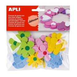 Formas goma eva adhesiva Apli - Flores - Colores surtidos - Bolsa 40 ud