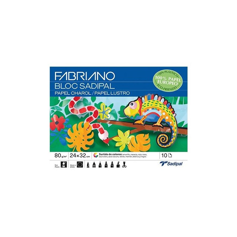 Cuaderno manualidades Sadipal - Papel charol - 32 x 24 cm - Colores surtidos