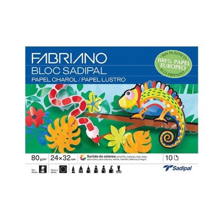 Cuaderno manualidades Sadipal - Papel charol - 32 x 24 cm - Colores surtidos