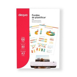 Fundas de plastificar Dequa - 80 micras - A3 - Caja 100 ud
