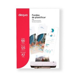 Fundas de plastificar Dequa - 125 micras - A3 - Caja 100 ud