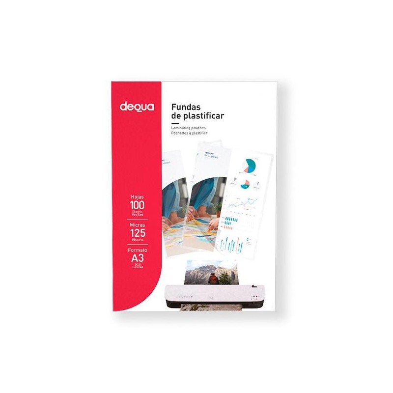 Fundas de plastificar Dequa - 125 micras - A3 - Caja 100 ud