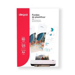 Fundas de plastificar Dequa - 125 micras - A4 - Caja 100 ud