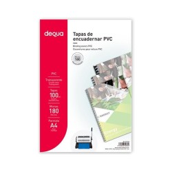 Tapa de encuadernar Dequa - PVC - 180 micras - A4 - Color transparente - Caja 100 ud