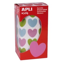 Gomets corazones Apli - 20 x 18 mm - Multicolor - Rollo 900 ud