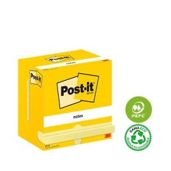 Notas adhesivas Post-it - 100 hojas - 76 x 127 mm - Color amarillo - Pack 12 blocs