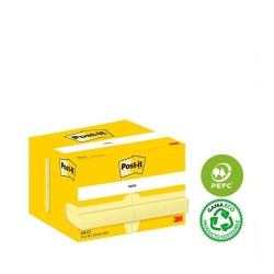 Notas adhesivas Post-it - 100 hojas - 51 x 76 mm - Color amarillo - Pack 12 blocs